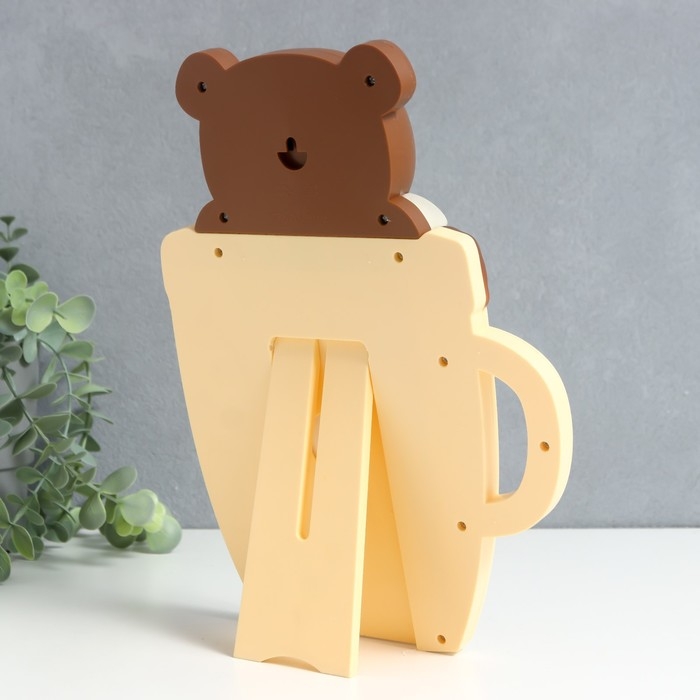 Фоторамка пластик 10х15 см Фоторамка пластик 10х15 см "Мишка в чашке" бежево-коричневая 6х20х28 см