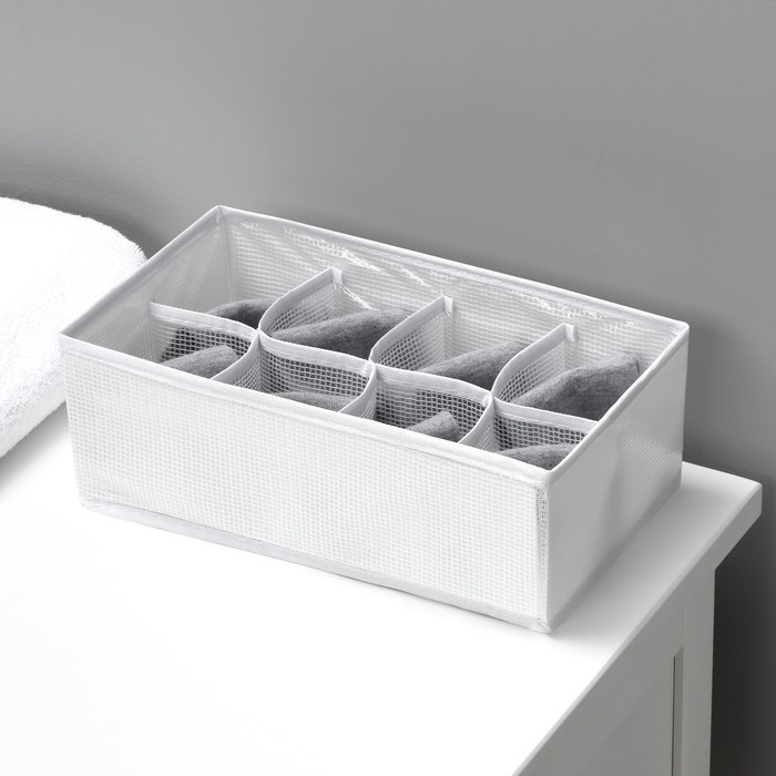 Органайзер для хранения белья LaDо́m, 8 ячеек, 28×16×10 см, цвет белый Органайзер для хранения белья LaDо́m, 8 ячеек, 28×16×10 см, цвет белый