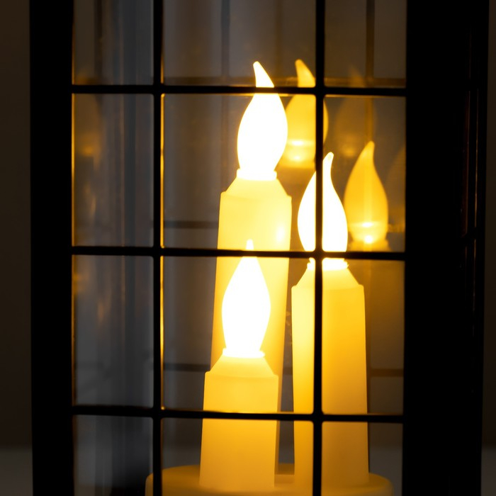 Ночник Ночник "Свечи" LED батарейки 3хААА (не в комплекте), черный 13х13х38 см, свечение желтое