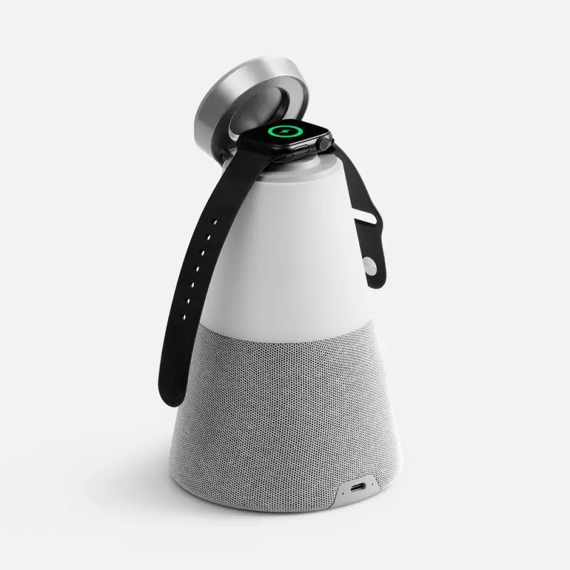 Bluetooth-колонка с беспроводной зарядкой и подсветкой Cone Sonance, серая Bluetooth-колонка с беспроводной зарядкой и подсветкой Cone Sonance, серая