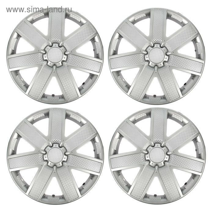 Колпаки колесные R14 Колпаки колесные R14 "ГАЛАКСИ", серебристый карбон, набор 4 шт.