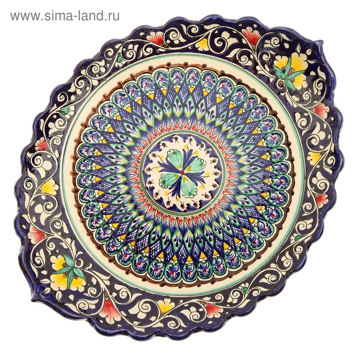 Ляган лодка Риштанская Керамика, 31см