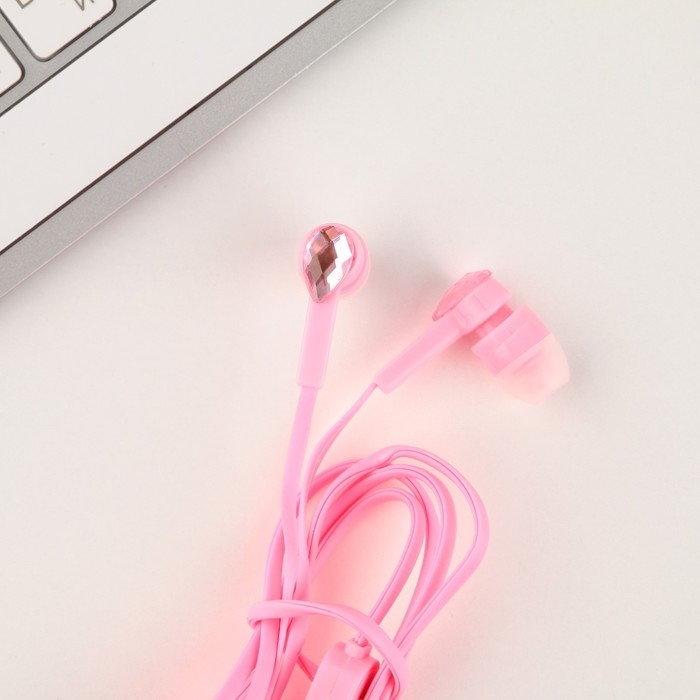 Наушники вакуумные со стразами, розовые Наушники вакуумные со стразами, розовые