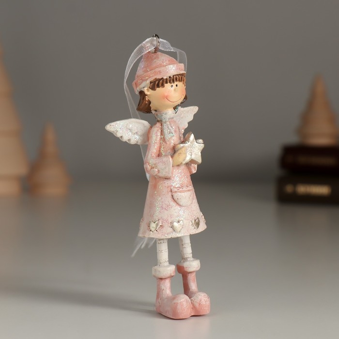 Сувенир полистоун подвеска Сувенир полистоун подвеска "Девочка-ангел со звёздочкой в руках" 4,5х2,5х10,5 см