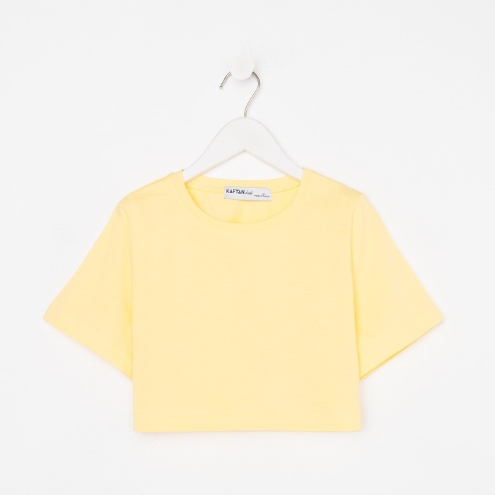 Футболка для девочки укороченная KAFTAN "Selfie", рост 134-140, цвет жёлтый