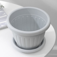 Горшок для цветов с поддоном &laquo;Сильвер ЭКО&raquo;, 1.9 л, d=18 см, цвет светло-серый