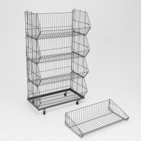 Накопитель разборный на колесах, 5 корзин, 70&times;43&times;147, цвет серый
