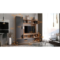 Гостиная Мини, 1500х440х1520, Графит/Дуб крафт