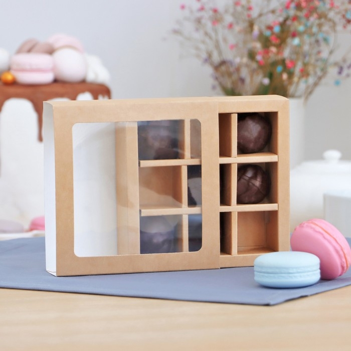 Упаковка для конфет, крафт, на 9 шт, 13,5 х 13,5 х 3,2 см Упаковка для конфет, крафт, на 9 шт, 13,5 х 13,5 х 3,2 см