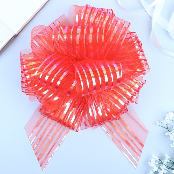 Бант - шар №10 «Полоски», красный Бант - шар №10 «Полоски», красный