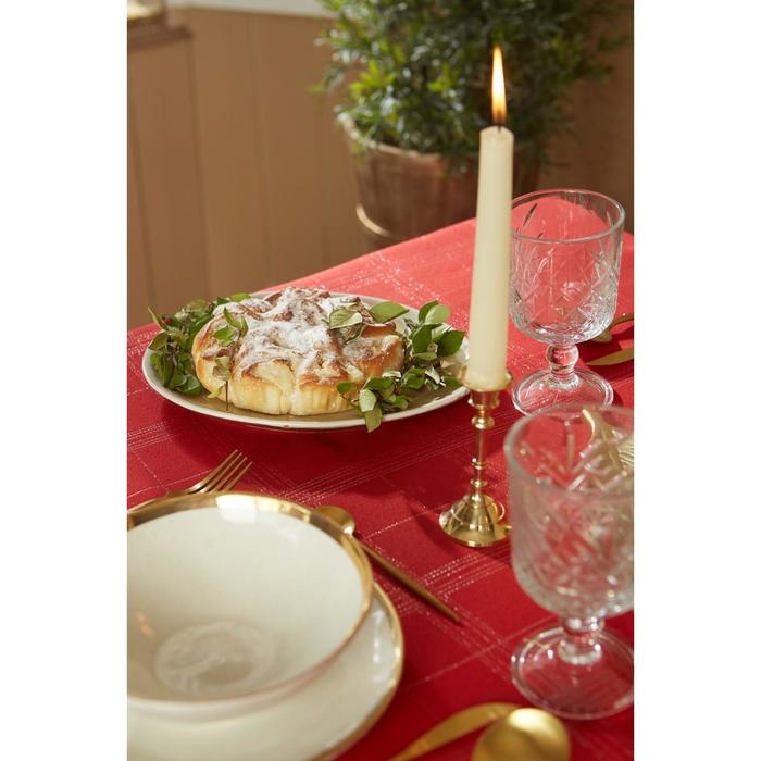 Скатерть Этель "Клетка" цв.серебро, 142*283 +/-3 см, 115 &plusmn;10 гр,100% п/э