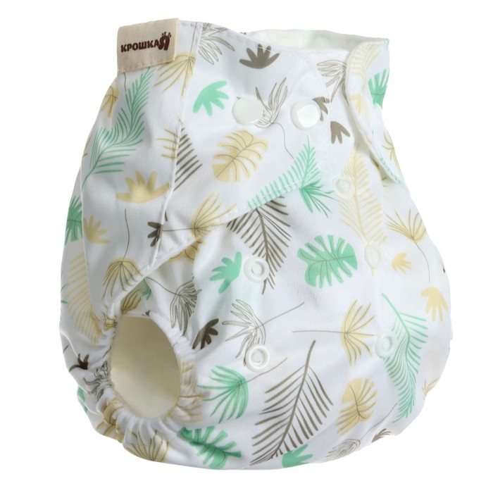 Многоразовый подгузник &laquo;Перья&raquo;, 3-15 кг, цвет белый, Крошка Я