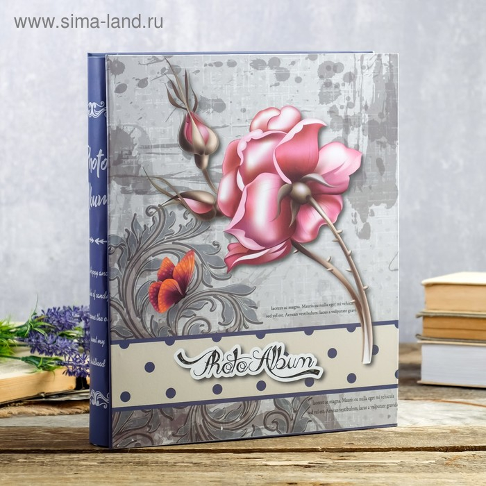 Фотоальбом на 400 фото 10х15 см "Букет на сером" в коробке, МИКС 33,5х28х5,5 см
