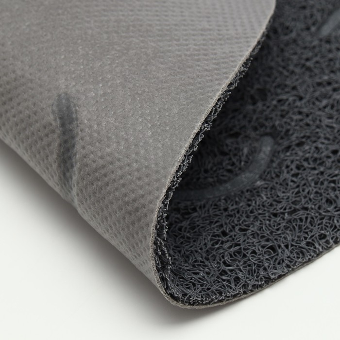 Коврик 2-в-1 под миску/туалет животных "Киса", 40 х 30 см, серый