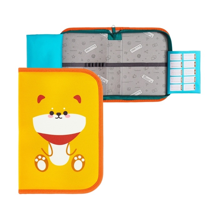 Пенал 1 секция 140 х 210 х 40 мм, откидной карман и косметичка, тканевый, Calligrata TOP Content Пенал 1 секция 140 х 210 х 40 мм, откидной карман и косметичка, тканевый, Calligrata TOP Content "Песик"