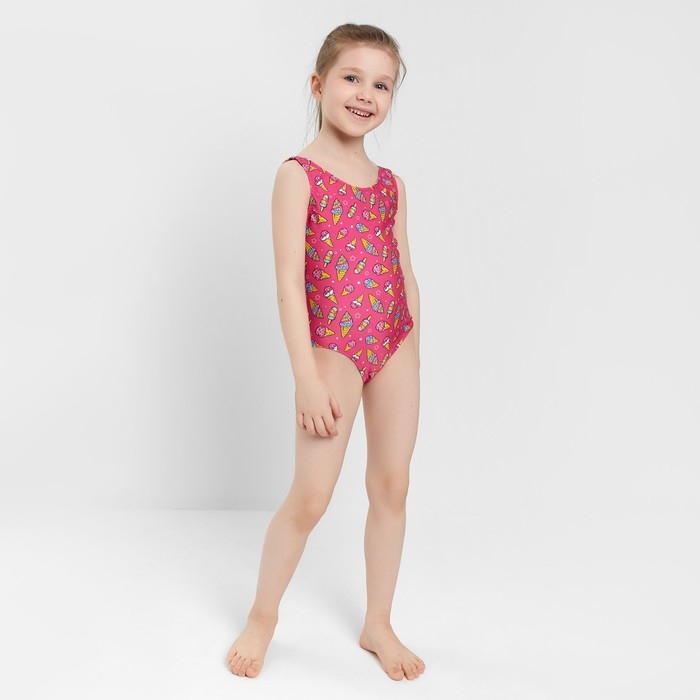 Купальник слитный, цвет розовый/мороженое, рост 128 см Купальник слитный, цвет розовый/мороженое, рост 128 см