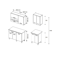 Кухонный гарнитур Тренд 1800, Белый/Белый/Дуб золотой Кухонный гарнитур Тренд 1800, Белый/Белый/Дуб золотой