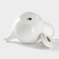 Чайник фарфоровый заварочный с подогревом на бамбуковой подставке BellaTenero &laquo;Полосы&raquo;, 850 мл, цвет белый