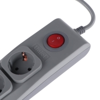 Сетевой фильтр Uniel Lux, 5 розеток, 1.5 м, 10 А, 2500 Вт, ПВС 3х0.75, с з/к, с выкл., серый