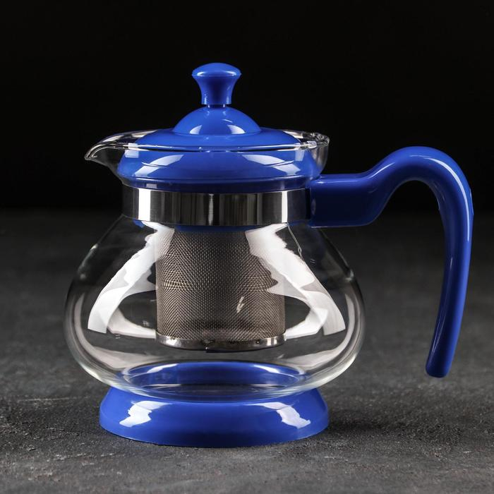 Чайник стеклянный заварочный &laquo;Мелодия&raquo;, 750 мл, с металлическим ситом, цвет МИКС