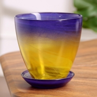 Горшок цветочный с поддоном №2 "Алеб" желто-фиолетовый, 0,85 л Горшок цветочный с поддоном №2 "Алеб" желто-фиолетовый, 0,85 л