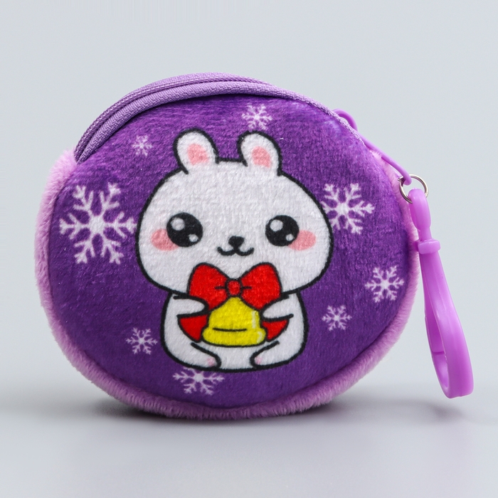 Кошелёк новогодний детский Кошелёк новогодний детский "Котик праздничный", плюшевый, цвет МИКС