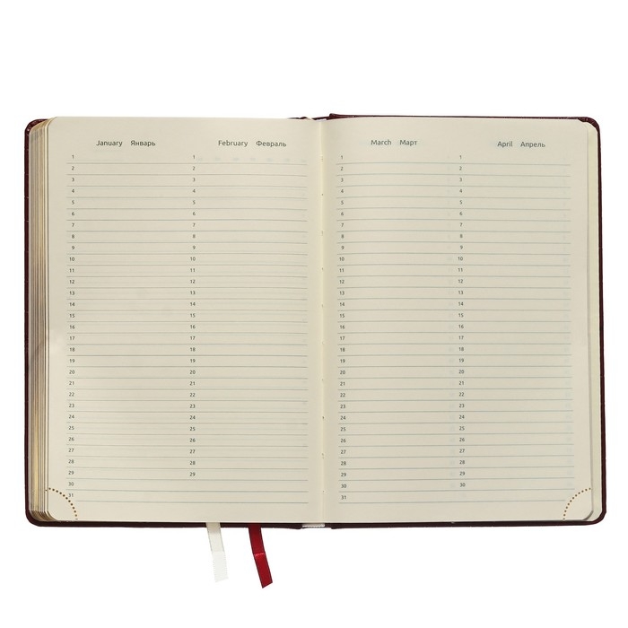 Ежедневник недатированный А5 160 листов, deVENTE. Wild, твердая обложка кожзам с поролоном, термо тиснение, перфорация, ляссе, кремовый блок 70 г/м2, бордовый