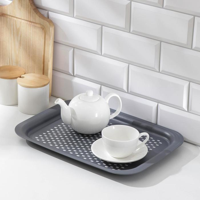 Поднос с антискользящим покрытием, 36,5&times;27 см, цвет МИКС