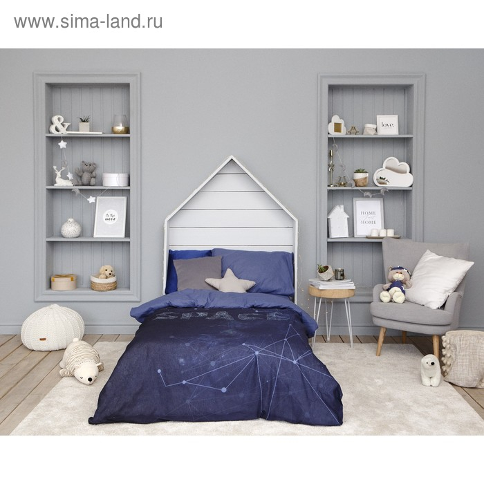 Постельное бельё 1,5 сп. Этель &laquo;Space&raquo; 145&times;210 см, 150&times;210 см, 50&times;70 см-1 шт, поплин, 100 % хлопок