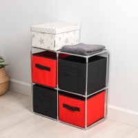 Стойка для хранения одежды Доляна, 4 короба, 60&times;29&times;60 см, цвет красно-чёрный