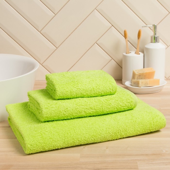 Полотенце махровое Экономь и Я 70*140 см, цв. зеленый, 100% хлопок, 320 гр/м2