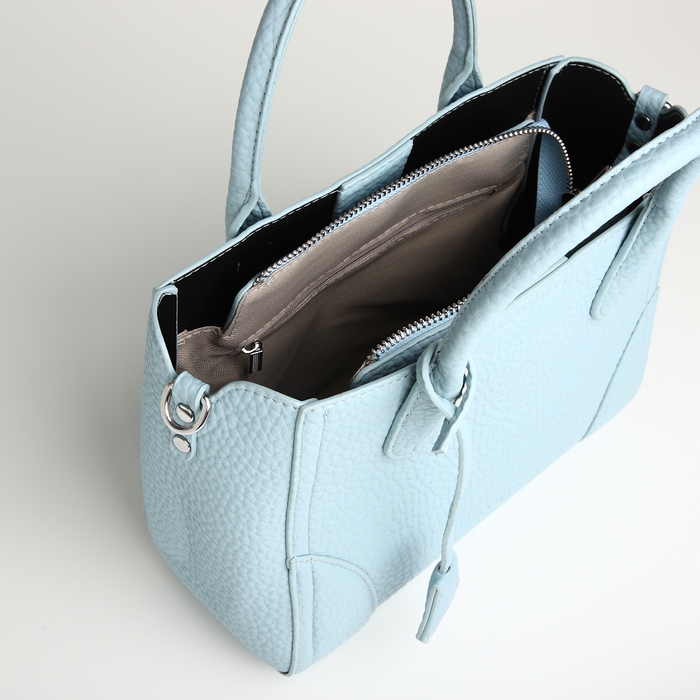Сумка женская на молнии, TEXTURA, маленький размер, цвет голубой
