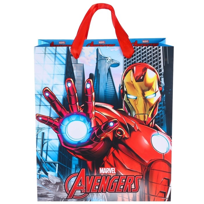 Пакет подарочный "Железный человек" 23х27х11.5 см, упаковка, Мстители