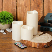 Свеча светодиодная &laquo;Нежность&raquo;, с пультом, 12 режимов, набор 3 шт.