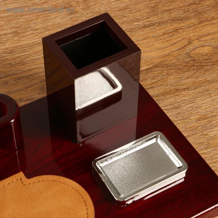 Набор настольный 6в1 с визитницей и часами, красное дерево Набор настольный 6в1 с визитницей и часами, красное дерево