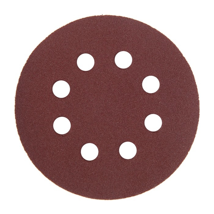 Круг абразивный шлифовальный под "липучку" ТУНДРА, перфорированный, 125 мм, Р100, 10 шт.
