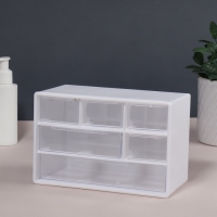 Органайзер для хранения, трёхуровневый, 6 секций, 18,2 × 11,9 × 9,8 см, цвет белый/прозрачный Органайзер для хранения, трёхуровневый, 6 секций, 18,2 × 11,9 × 9,8 см, цвет белый/прозрачный