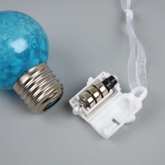 Елочный шар &laquo;Синий&raquo; d=5 см, 1 LED, AG13x3 (в комплекте), свечение тёплое белое