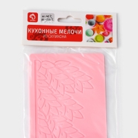 Коврик для айсинга Доляна &laquo;Листья&raquo;, силикон, 37,5&times;8&times;0,1 см, цвет розовый