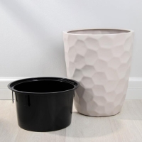 Кашпо для цветов со вставкой &laquo;Мозаика&raquo;, 19,5 л (9 л), цвет кремовый