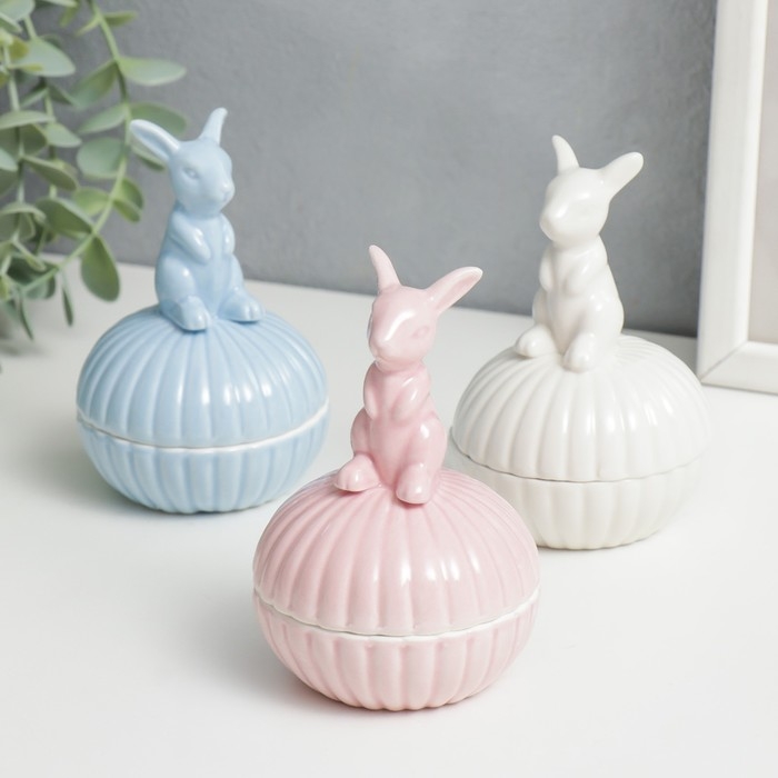 Шкатулка керамика Шкатулка керамика "Зайчик" МИКС 10,5х7,4х7,4 см