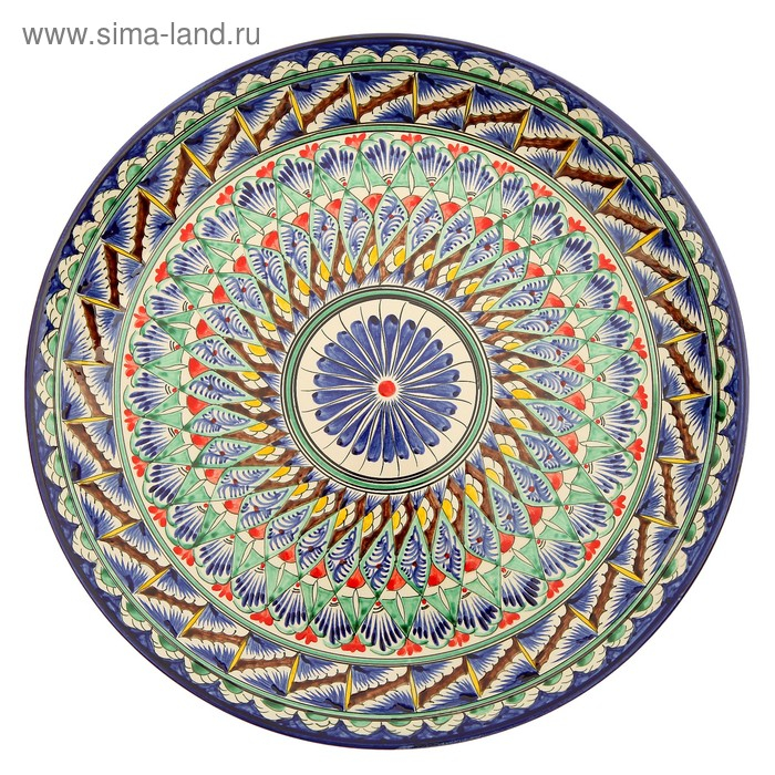 Ляган Риштанская Керамика Ляган Риштанская Керамика "Узоры", 36 см, синий
