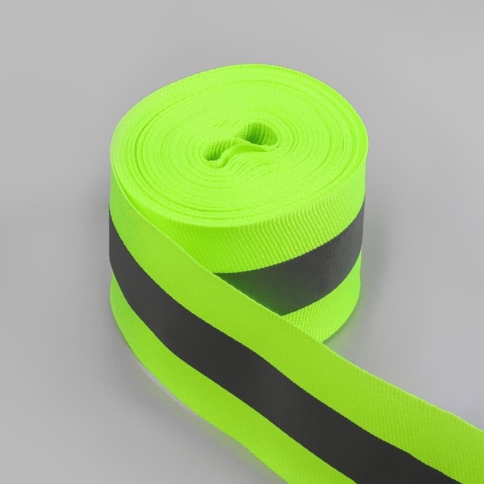 Светоотражающая лента-стропа, 40 мм, 5 &plusmn; 1 м, цвет салатовый