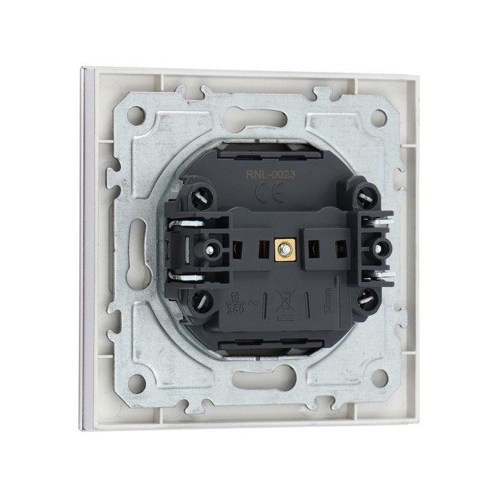 Розетка одноместная TOT Glossy Glass, 10 А, скрытая, без з/к, стекло, серебристая