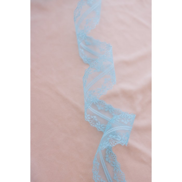 Кружево капроновое, 40 мм &times; 10 &plusmn; 1 м, цвет голубой