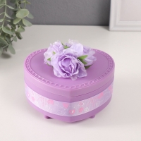 Шкатулка музыкальная механическая "Нежные розы" фиолетовая 12х13,5х10,5 см Шкатулка музыкальная механическая "Нежные розы" фиолетовая 12х13,5х10,5 см