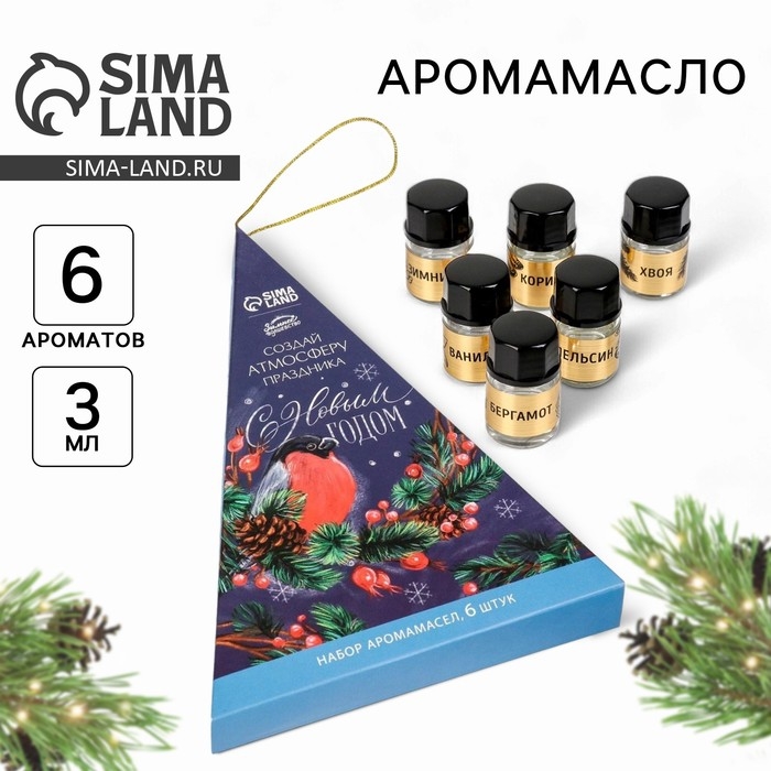 Аромамасла новогодние &laquo;С Новым годом&raquo; на Новый год, набор 6 шт, 3 мл