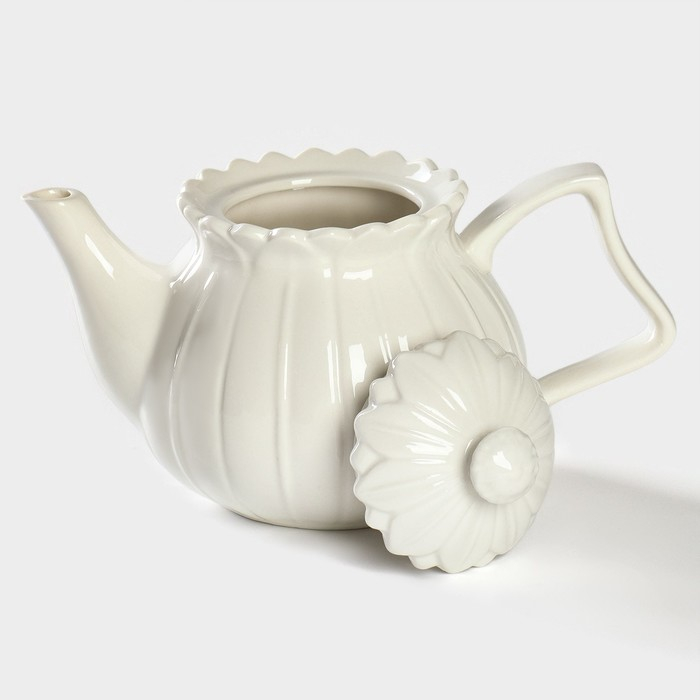 Чайник фарфоровый заварочный на подставке из бамбука BellaTenero &laquo;Тюльпан&raquo;, 700 мл, цвет белый