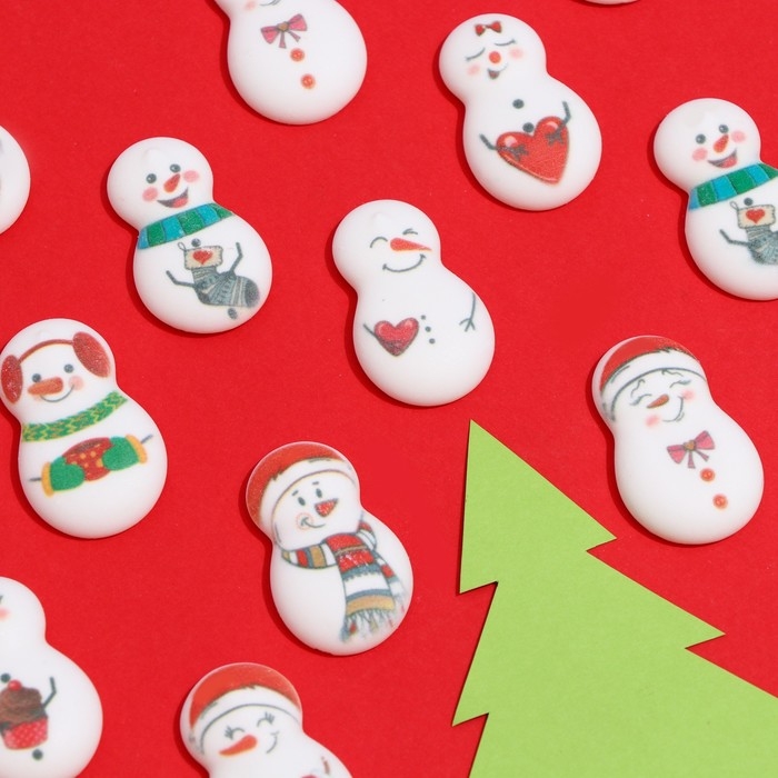 Новый год. Сахарные медальоны Top decor, Новый год. Сахарные медальоны Top decor, "Снеговики", 35 х 23 мм, набор 63 шт