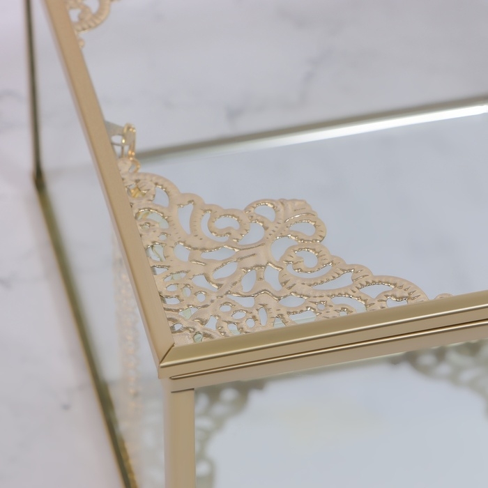 Органайзер для хранения &laquo;GREAT&raquo;, с крышкой, стеклянный, с зеркальным дном, 1 секция, 15 &times; 15 &times; 8,5 см, цвет прозрачный/медный